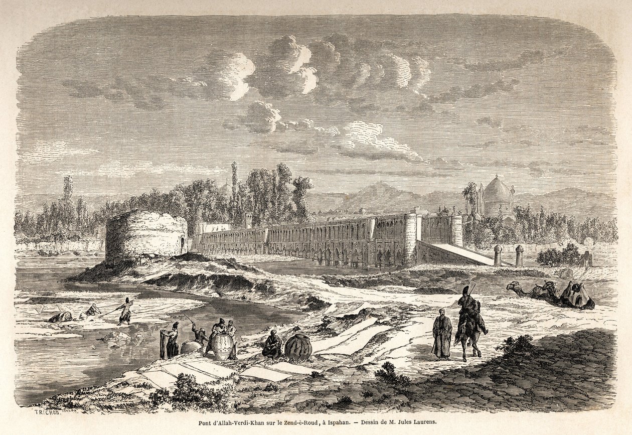 The bridge Allah Verdi Kahn, erected around 1608, in Isfahan (Iran) by Jules Joseph Augustin Laurens