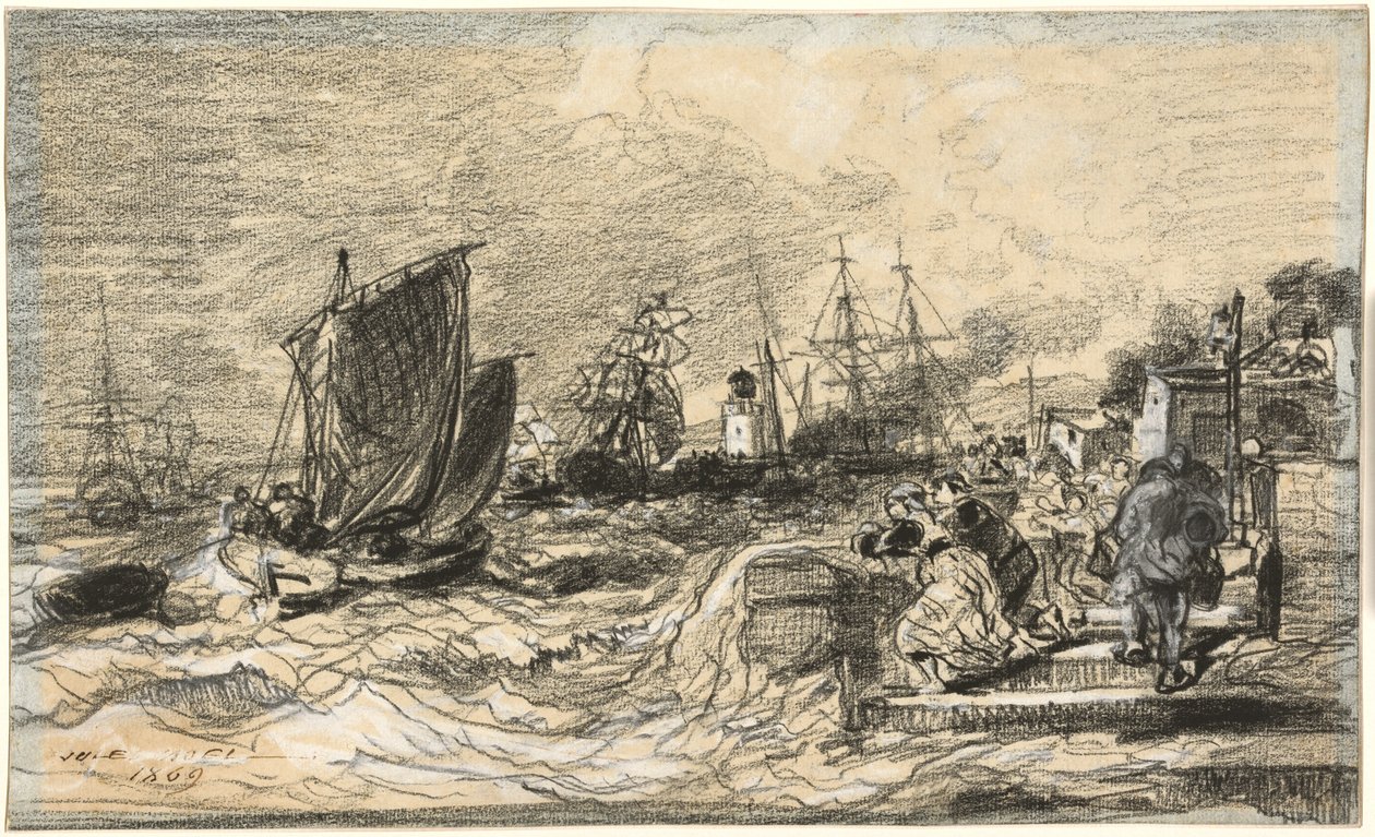 Breton Port with an Approaching Storm by Jules Noël