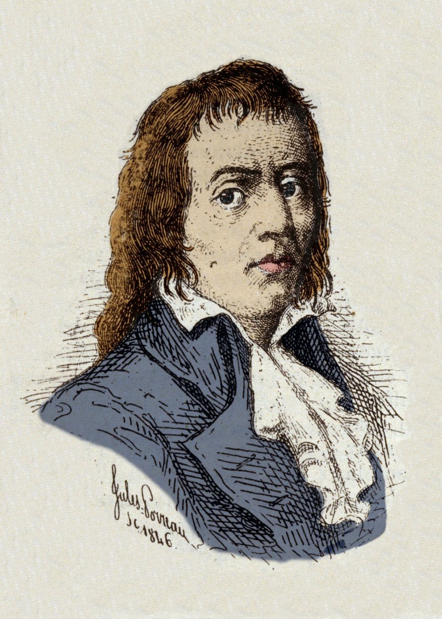 French Revolution: Portrait of Francois Babeuf dit Gracchus (1760-1797) Revolutionary, Drawing by Jules Porreau by Jules Porreau