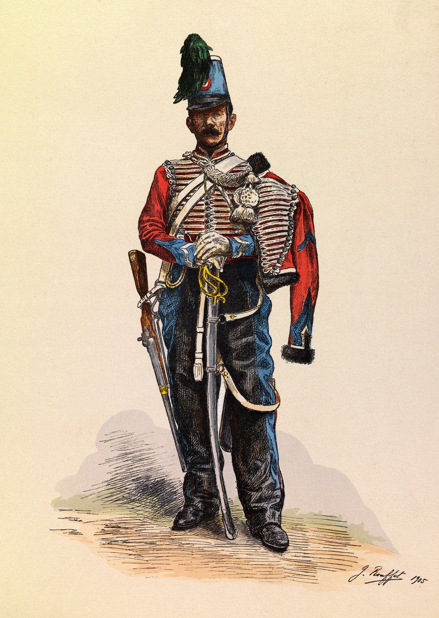 Portrait of a Brigadier Hussard by Jules Rouffet, circa 1845, Private Collection by Jules Rouffet