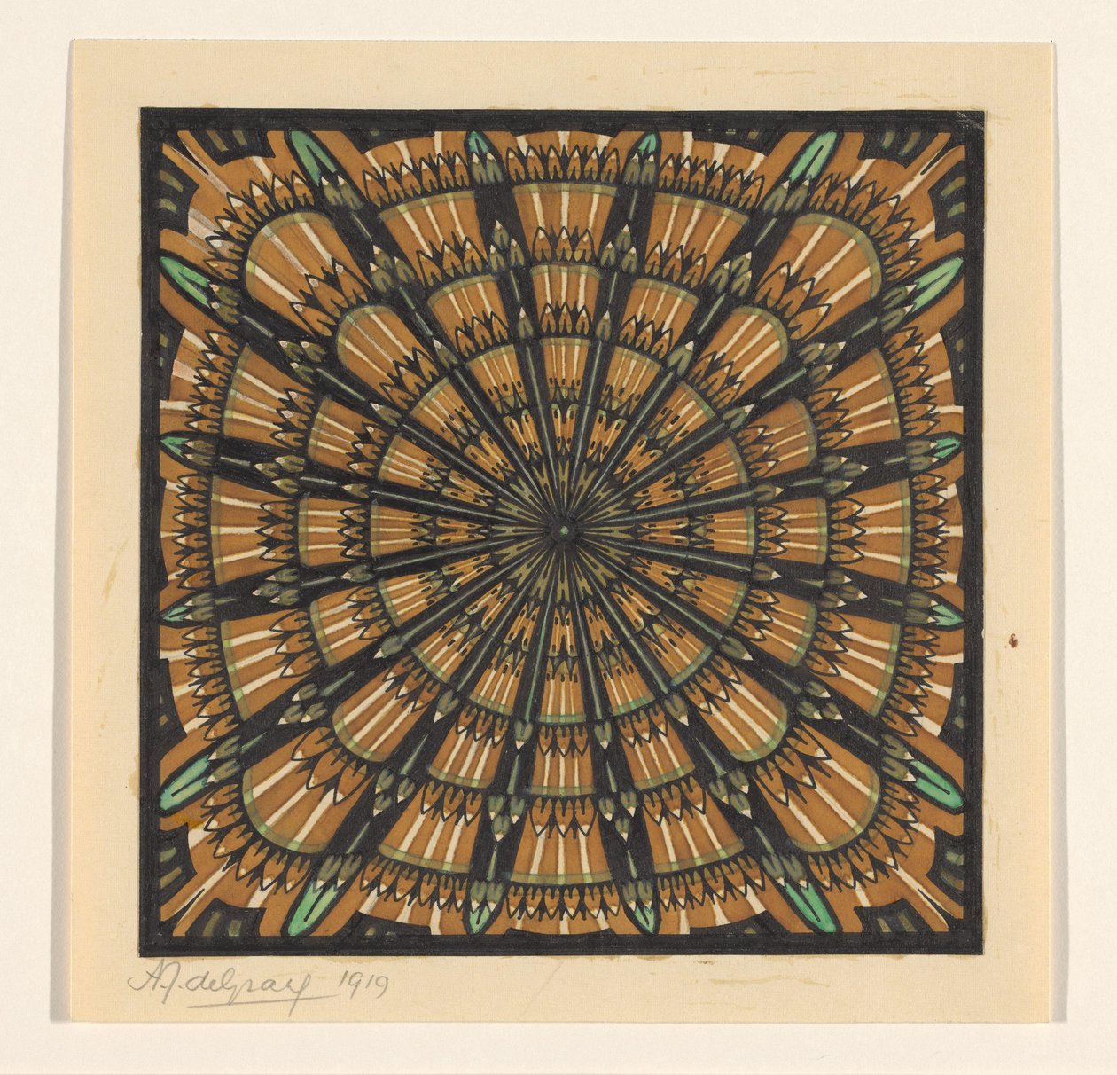Design for a Square Rug by Julie de Graag (signed by artist)