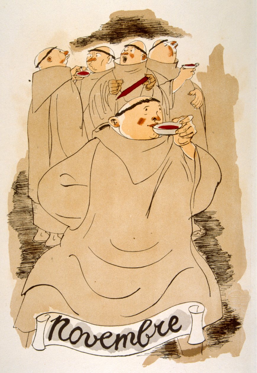 Humorous Wine Illustration 1946 by Julien Pavil