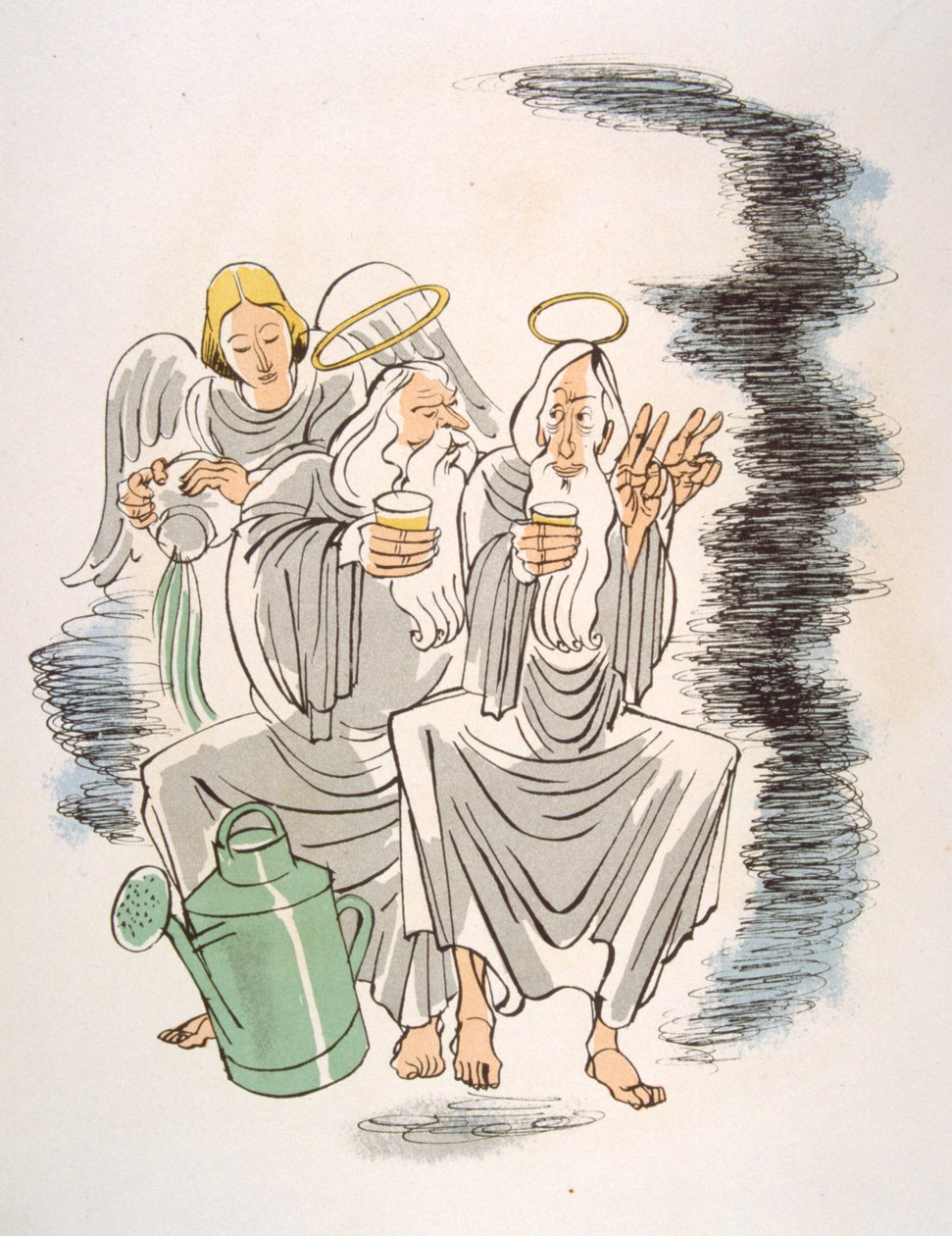 Humorous Wine Illustration 1946 by Julien Pavil