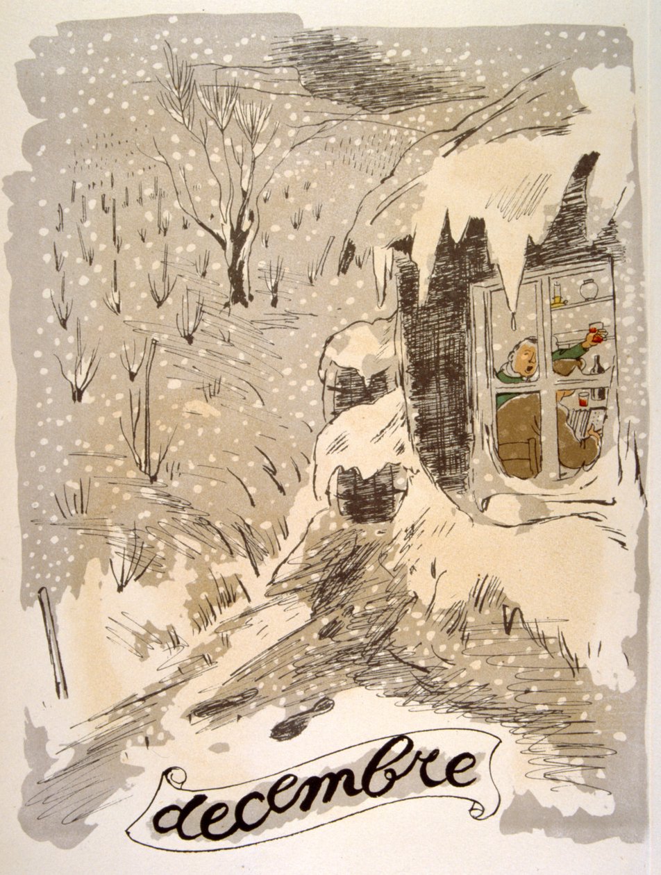 Humorous Wine Illustration 1946 by Julien Pavil