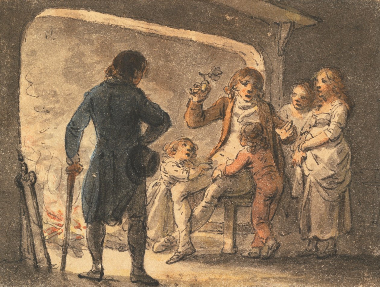Blazing on the Hearth, The Father Recounting the History to His Children by Julius Caesar Ibbetson
