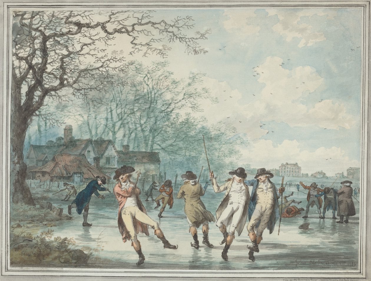 Skaters on the Serpentine in Hyde Park by Julius Caesar Ibbetson