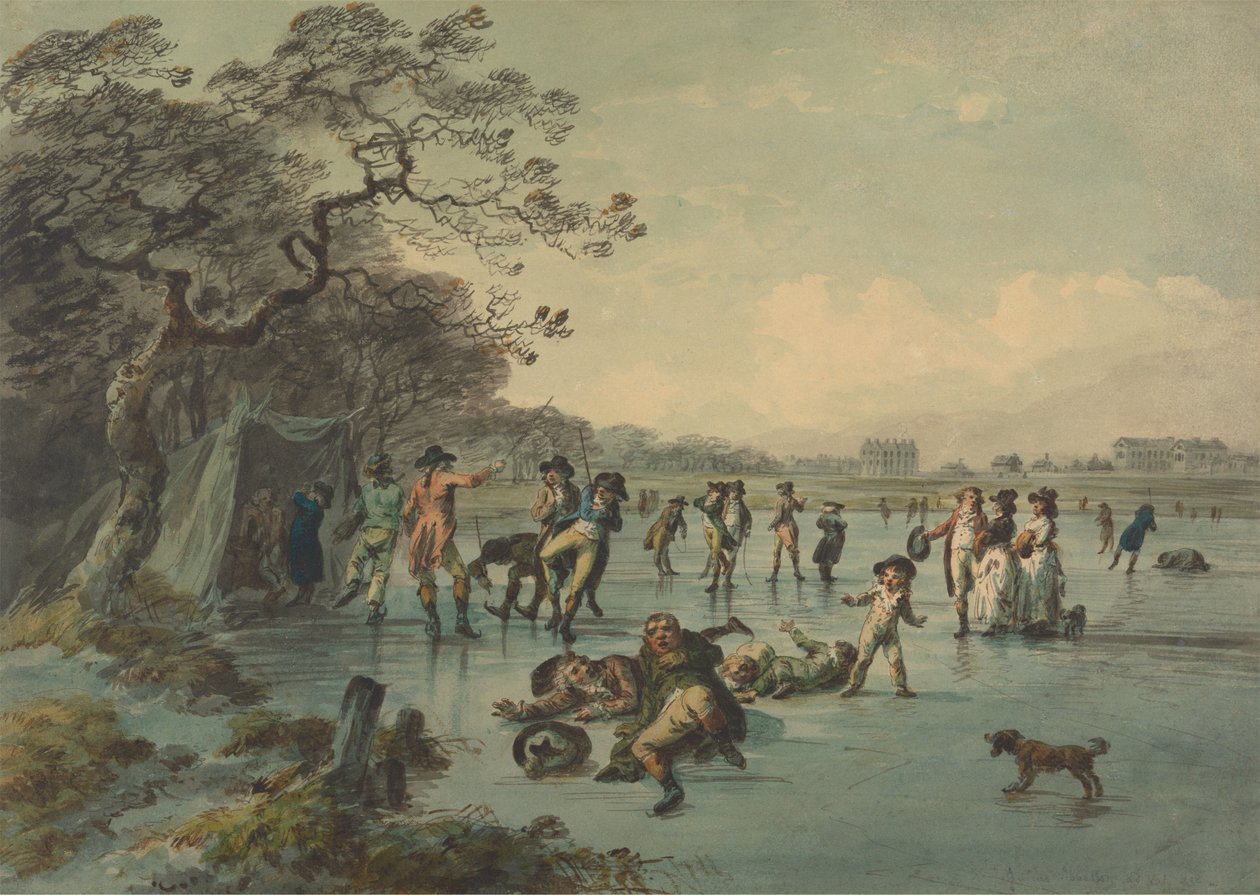 Skating in Hyde Park by Julius Caesar Ibbetson