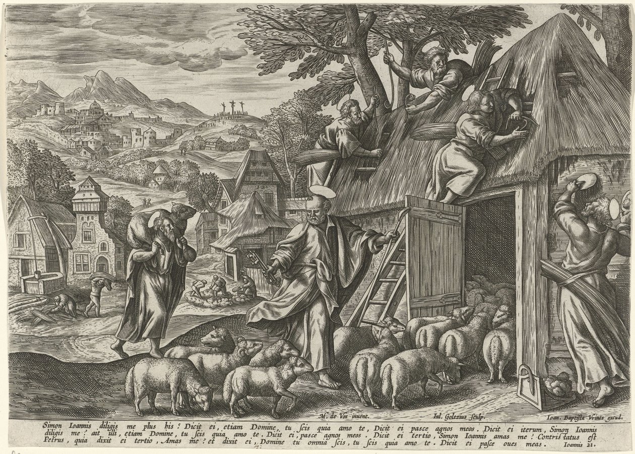Peter as the Good Shepherd (Parable of the Good Shepherd) by Julius Goltzius