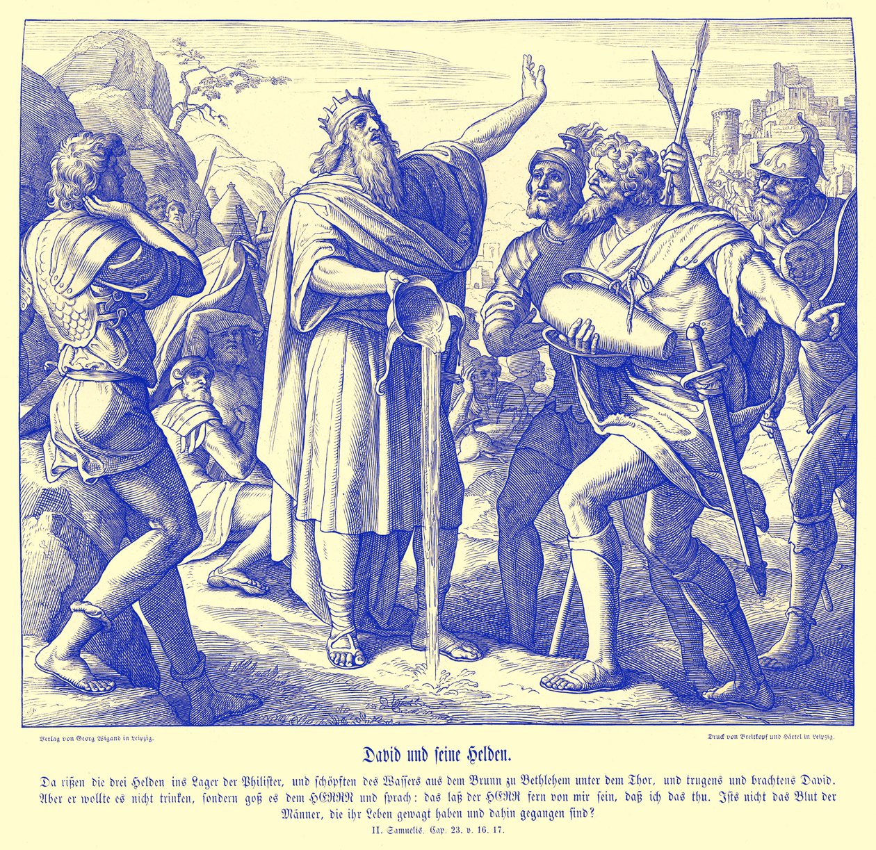 David and the three mighty men, 2 Samuel by Julius Schnorr von Carolsfeld