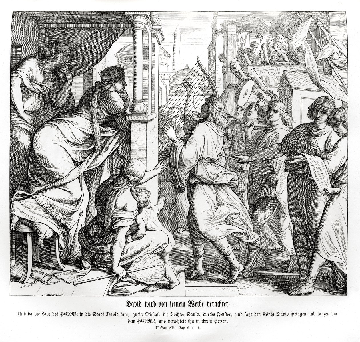 David is Despised by Michal, 2 Samuel by Julius Schnorr von Carolsfeld