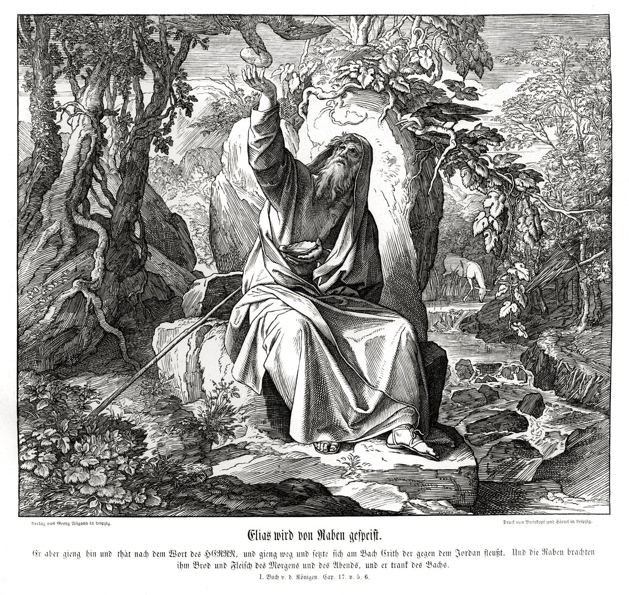 Elijah is Fed by Ravens by Julius Schnorr von Carolsfeld