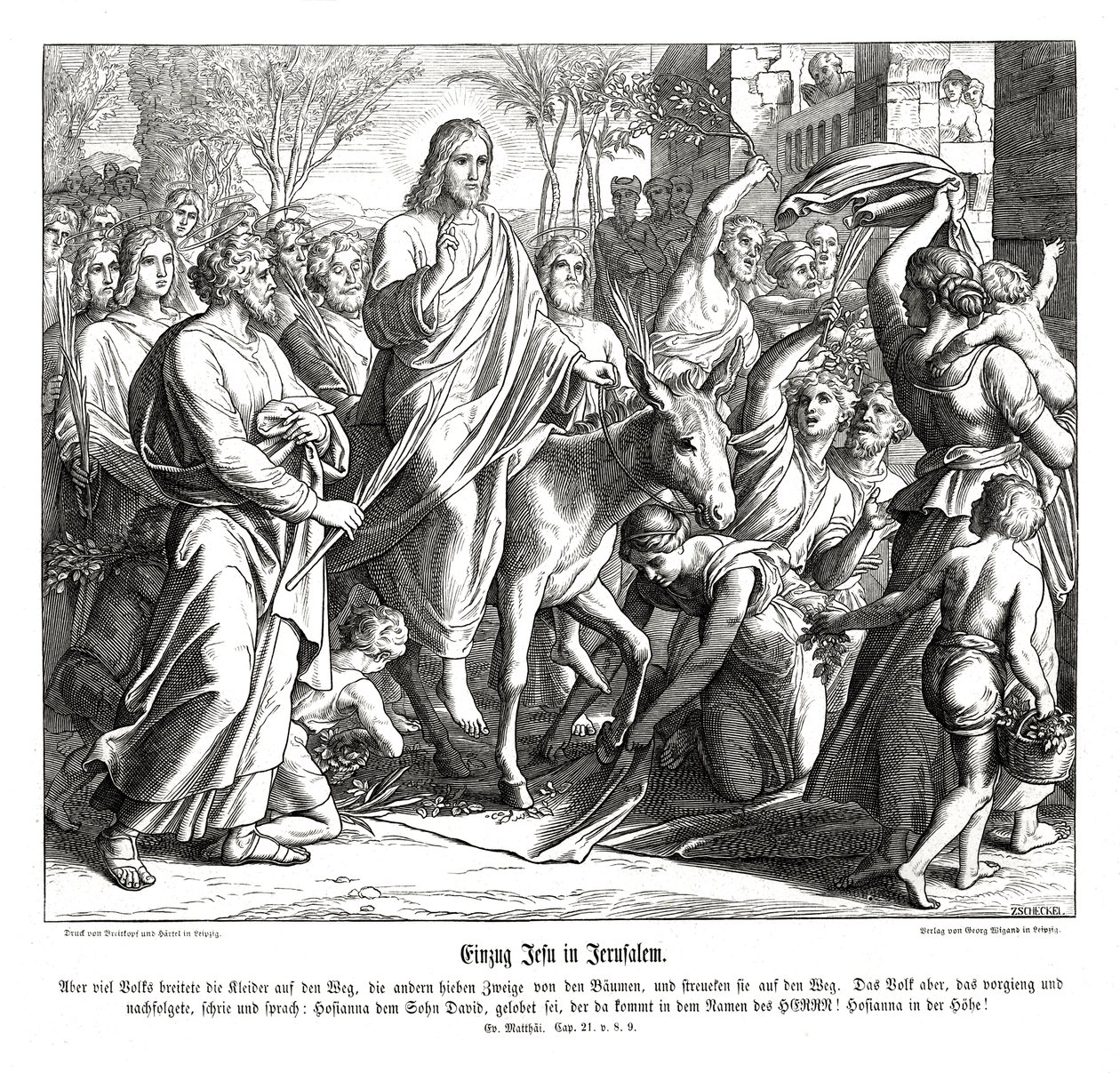 Entrance of Jesus into Jerusalem, Gospel of Matthew by Julius Schnorr von Carolsfeld