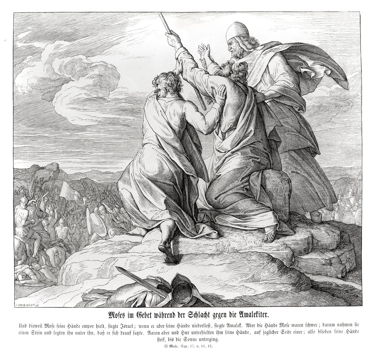 Moses Prays During the Battle with Amalek, Exodus by Julius Schnorr von Carolsfeld