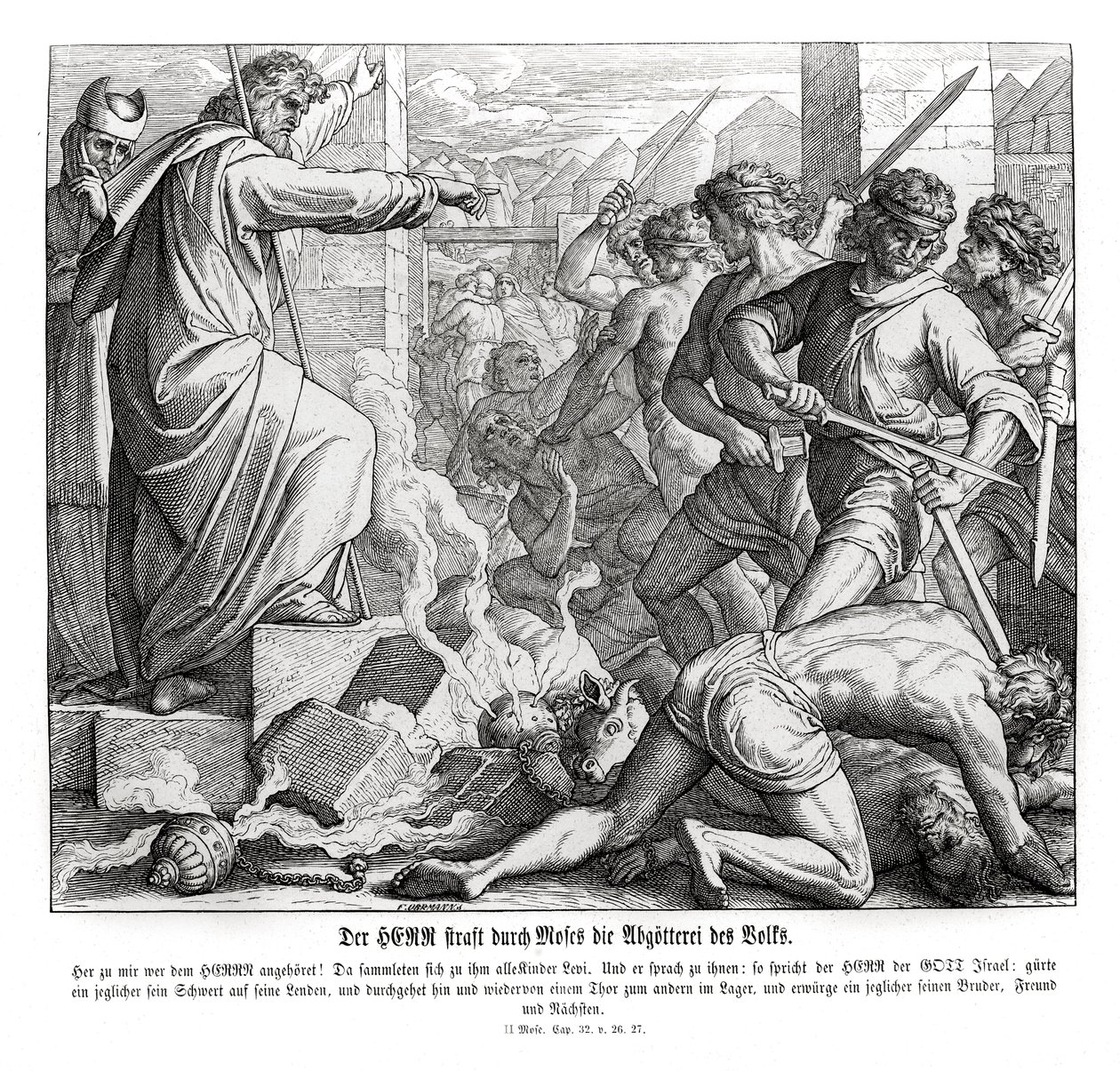 Moses Punishes the People for Their Idolatry, Exodus by Julius Schnorr von Carolsfeld