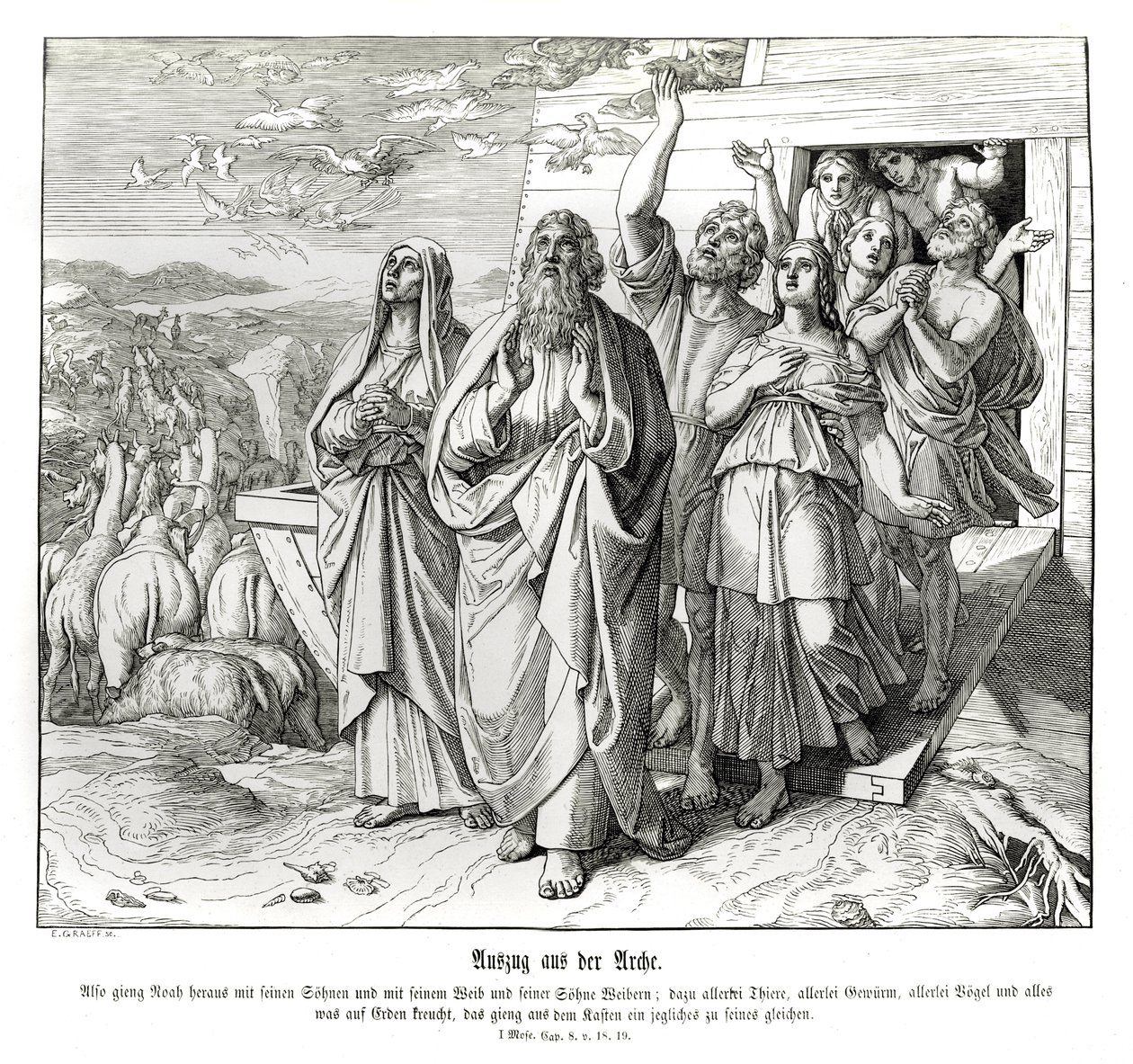 Noah and his family after the flood, Genesis by Julius Schnorr von Carolsfeld