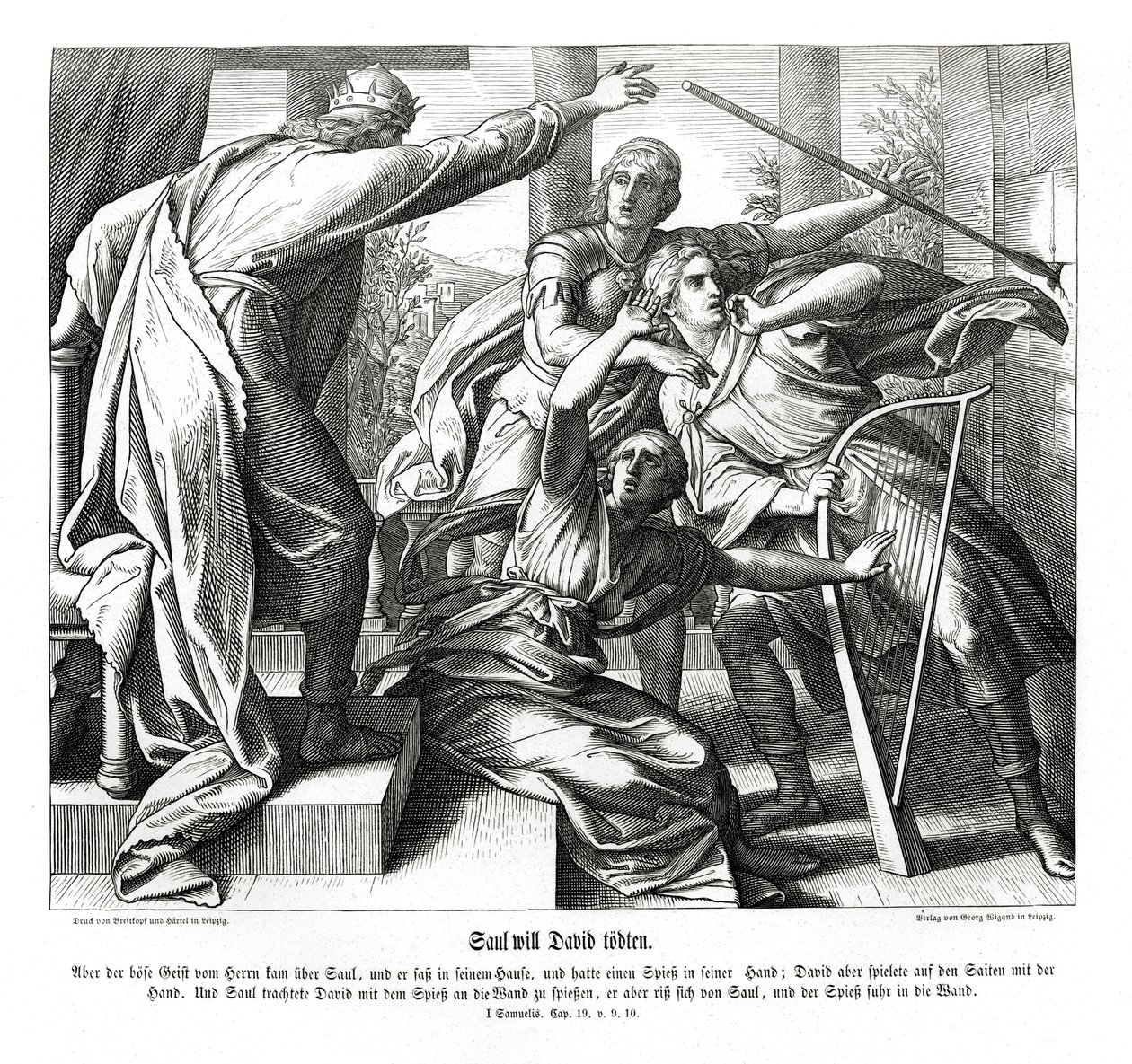 Saul Tries to Kill David by Julius Schnorr von Carolsfeld