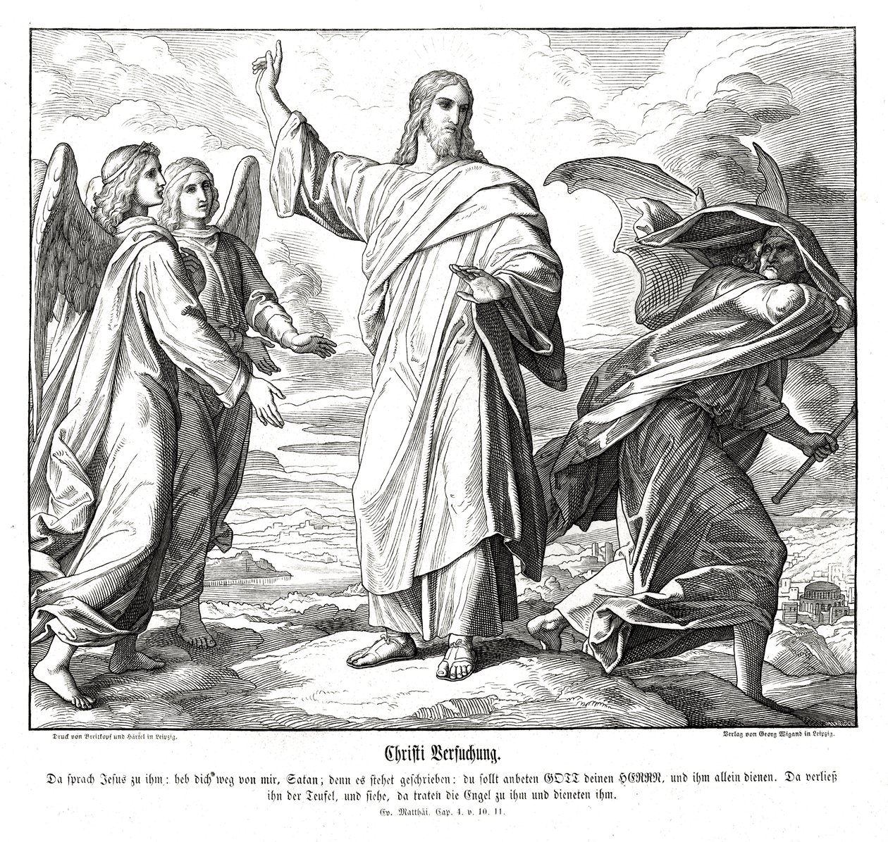 Temptation of Christ, Gospel of Matthew by Julius Schnorr von Carolsfeld