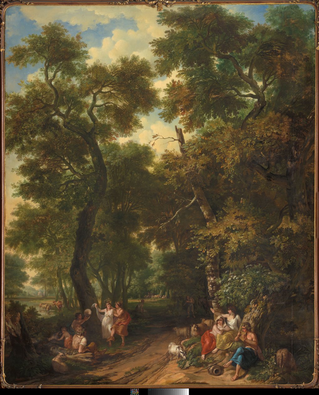 Arcadian landscape with shepherds making music and dancing by Jurriaan Andriessen