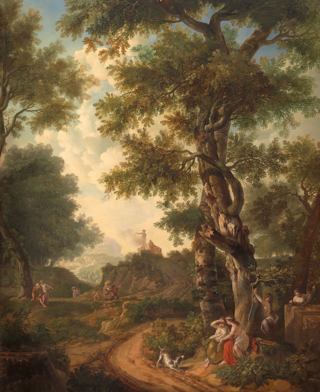 Arcadian landscape with travelers by Jurriaan Andriessen