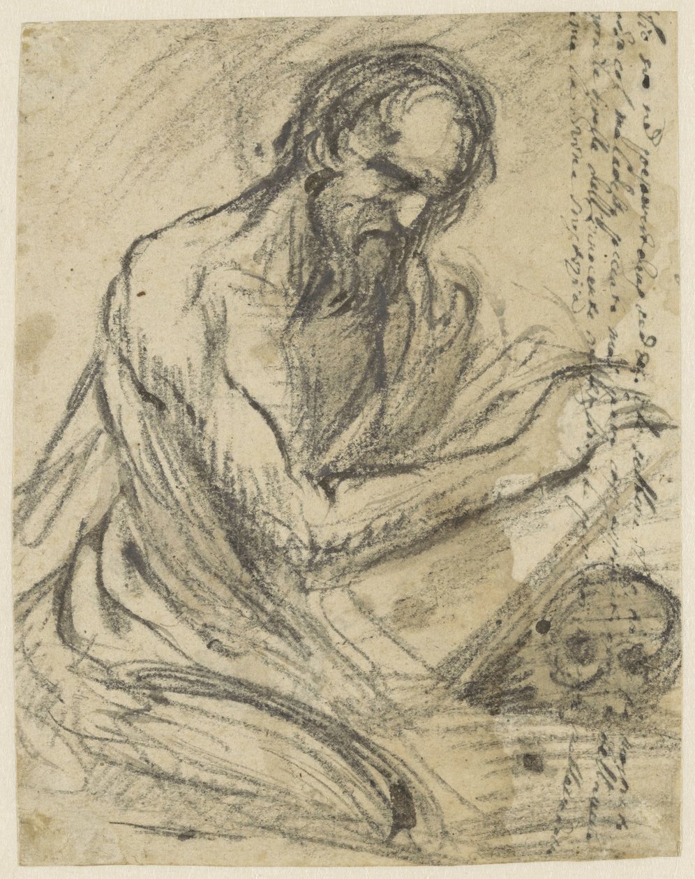 St. Jerome, Writing in a Book He Holds Above a Skull by Jusepe de Ribera