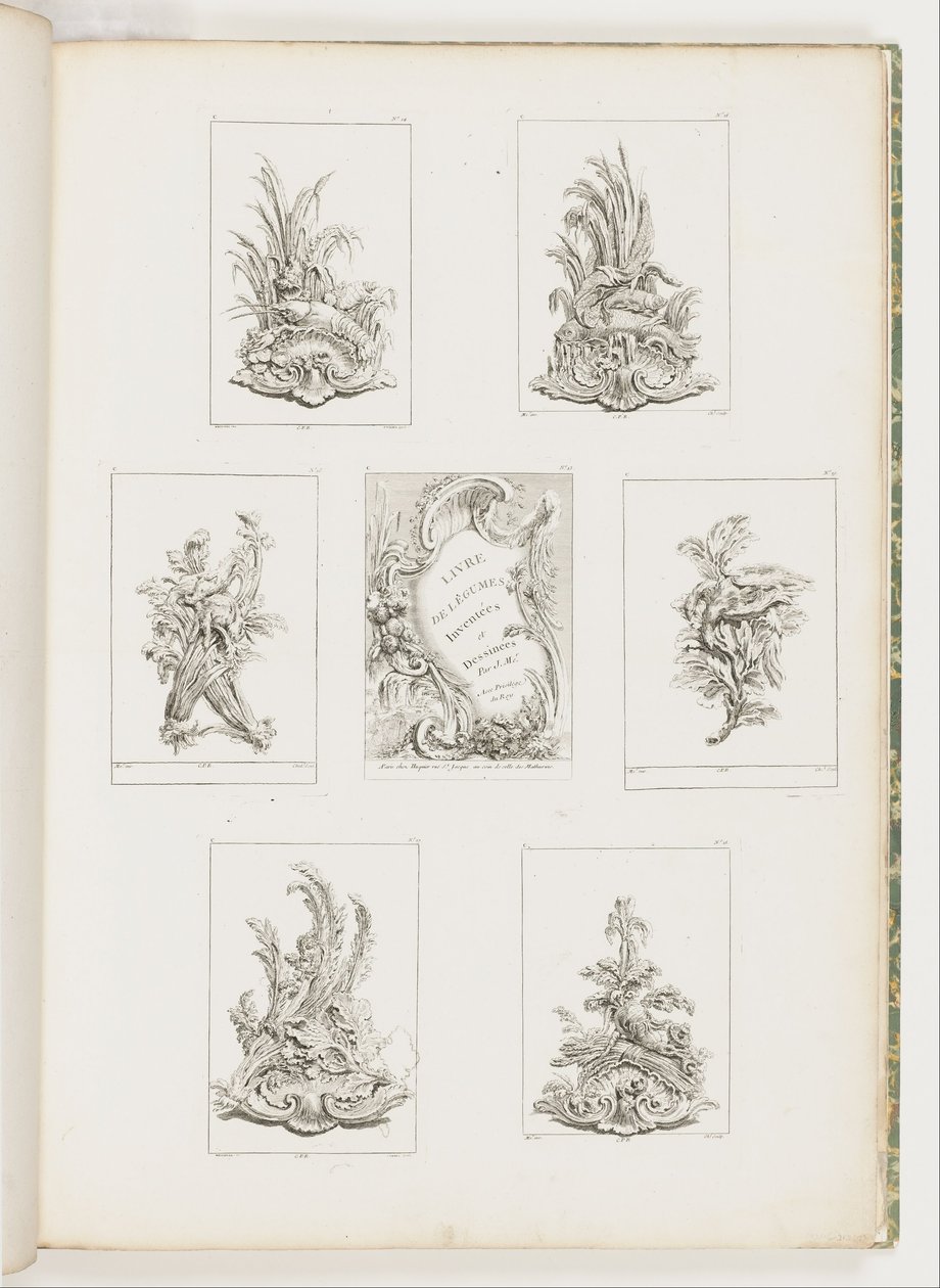Ornament Design with Crayfish Motif, plate 14 in Livre des Légumes (Series of Vegetable Ornament) by Juste Aurèle Meissonnier
