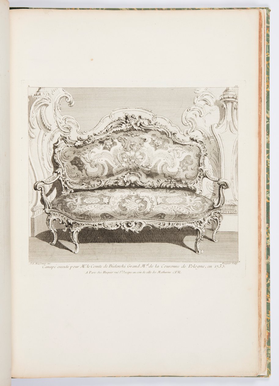 Canapé Executed for Mr. le Comte de Bielinski Grand M.al de la Couronne de Pologne, en 1735.; Canapé Executed for le Comte de Bielinski in 1735, 4th Plate by Juste Aurèle Meissonnier