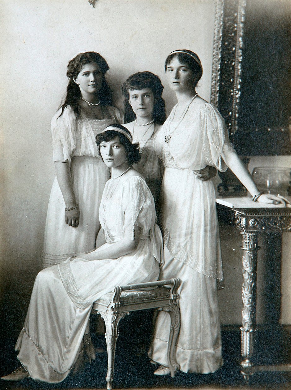 The Four Daughters of Tsar Nicholas II of Russia, 1910s by K. von Hahn