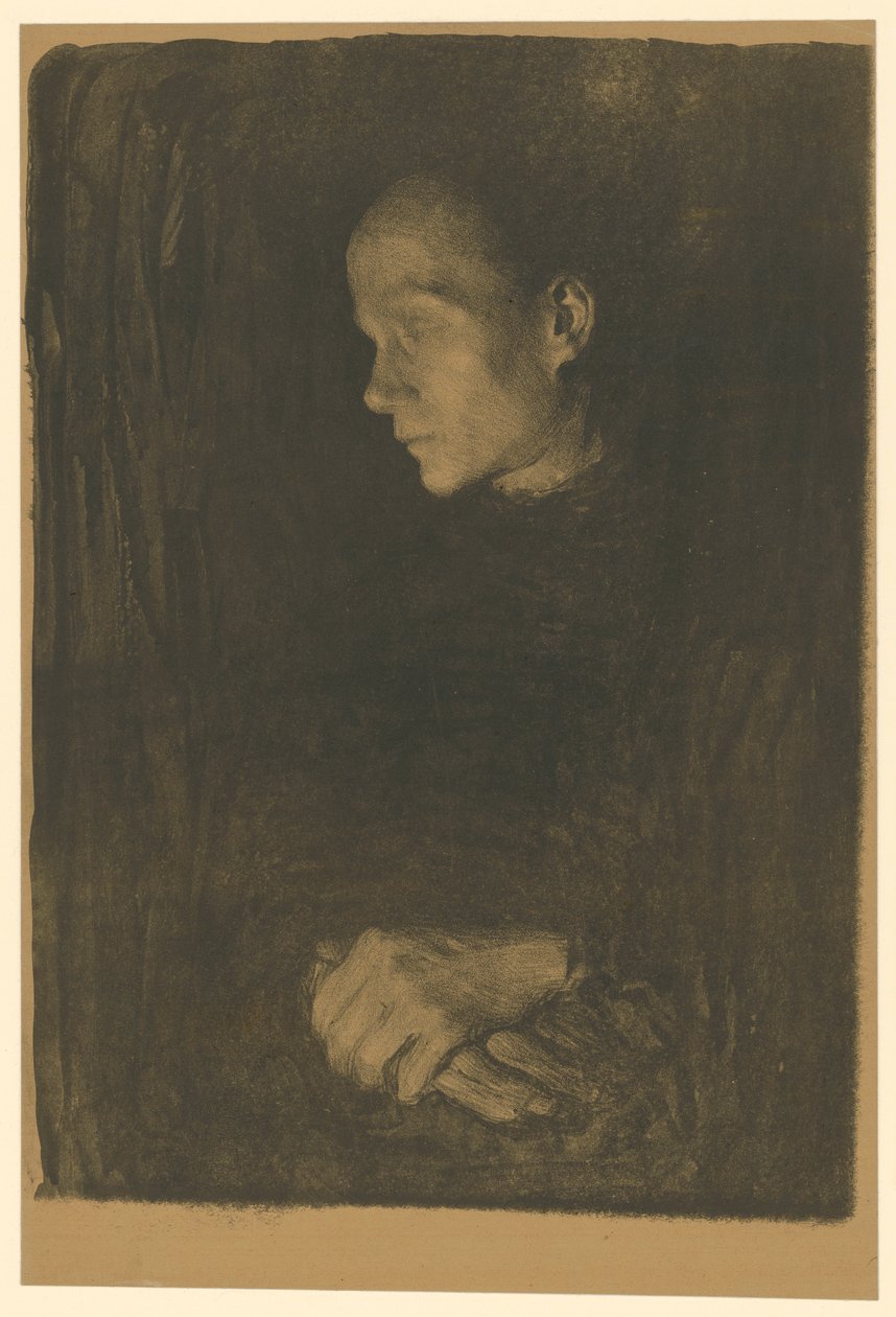 Working Woman in Profile to the Left (Final Version, 1st State) by Käthe Kollwitz
