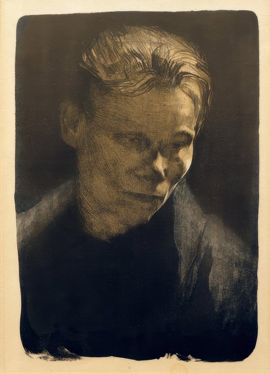 Bust of a Working Woman with Blue Cloth by Käthe Kollwitz
