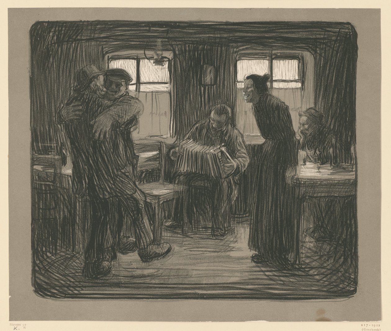 Hamburg Pub (Probably Unique) by Käthe Kollwitz
