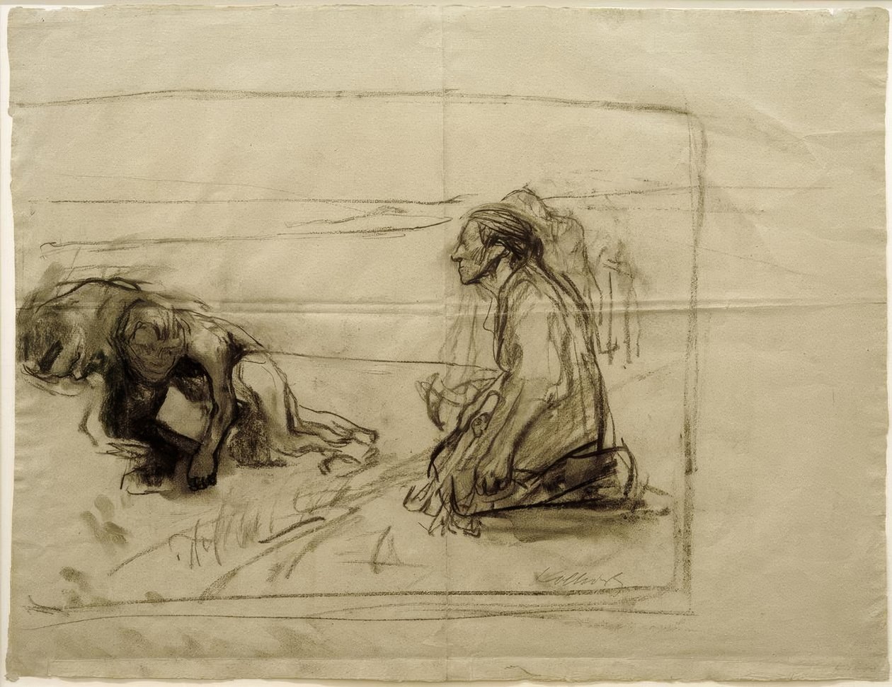 K. Kollwitz, Study for Ploughman (Ploughman with Kneeling Woman) by Käthe Kollwitz