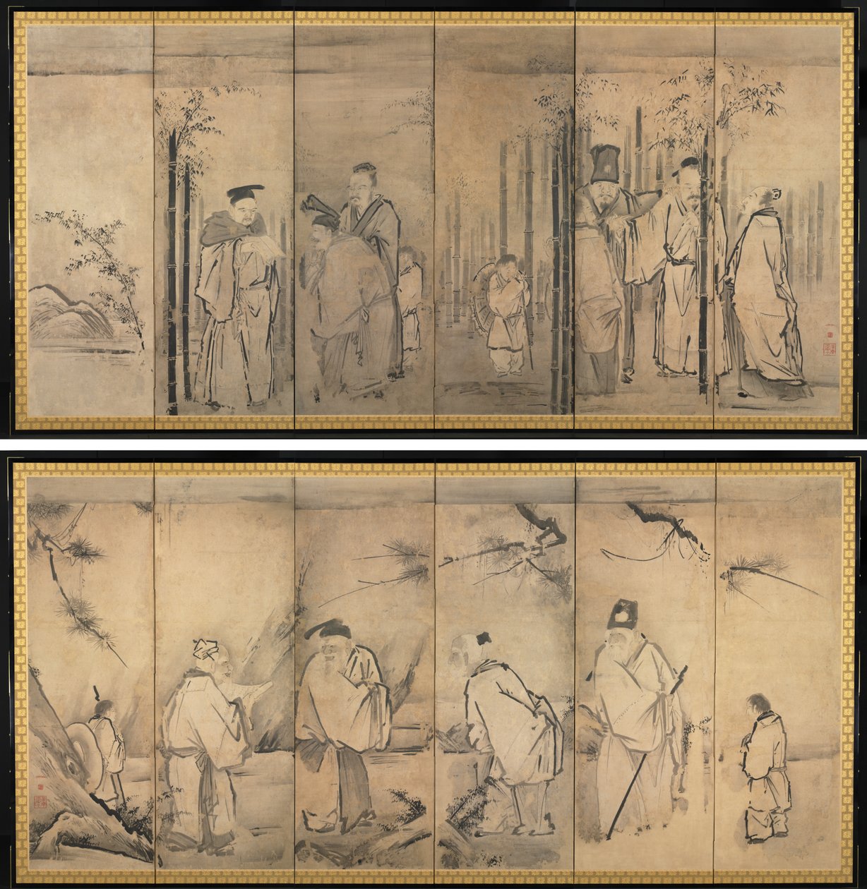 Seven Sages of the Bamboo Grove; Four Elders of Mt. Shang by Kanō Tan’yū