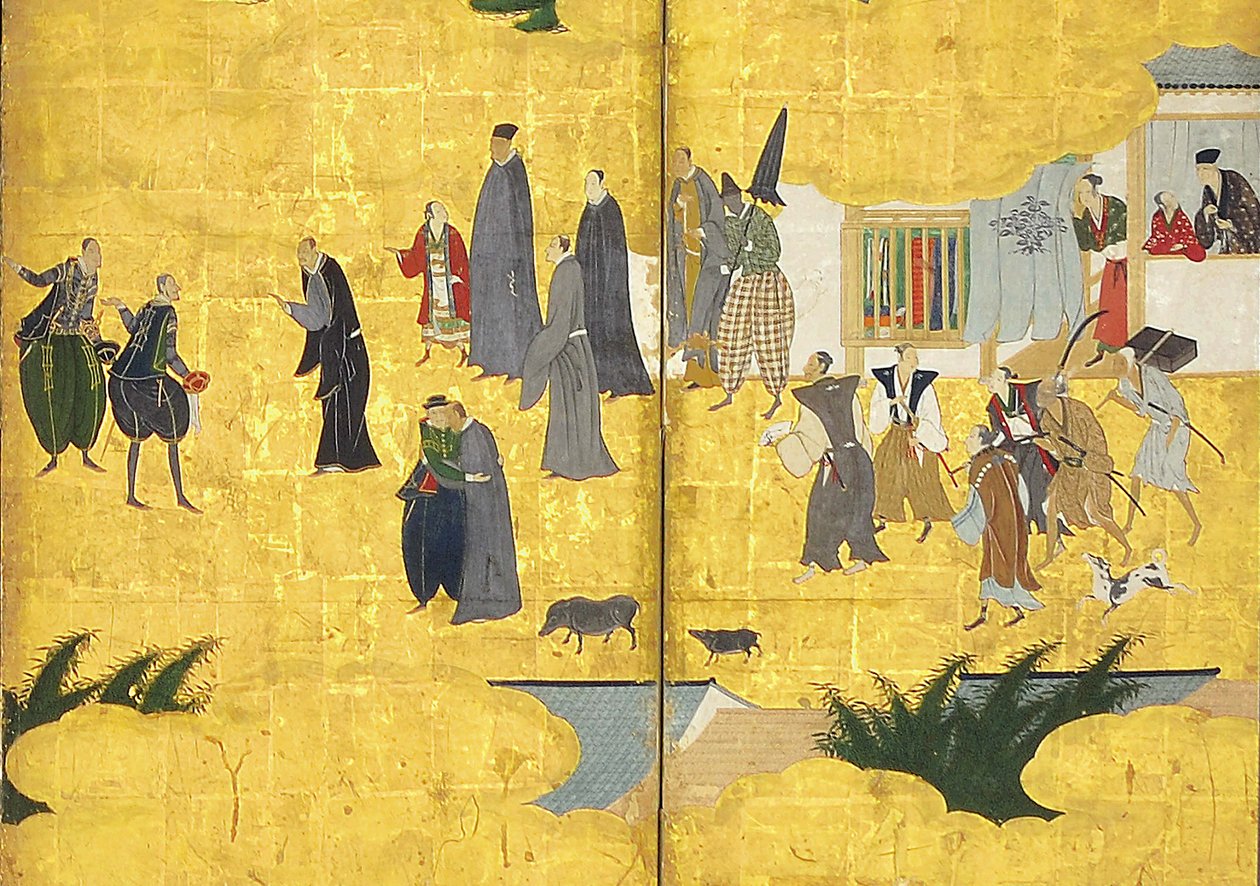 Detail of the Southern Barbarians Come to Trade (detail) by Kano Naizen
