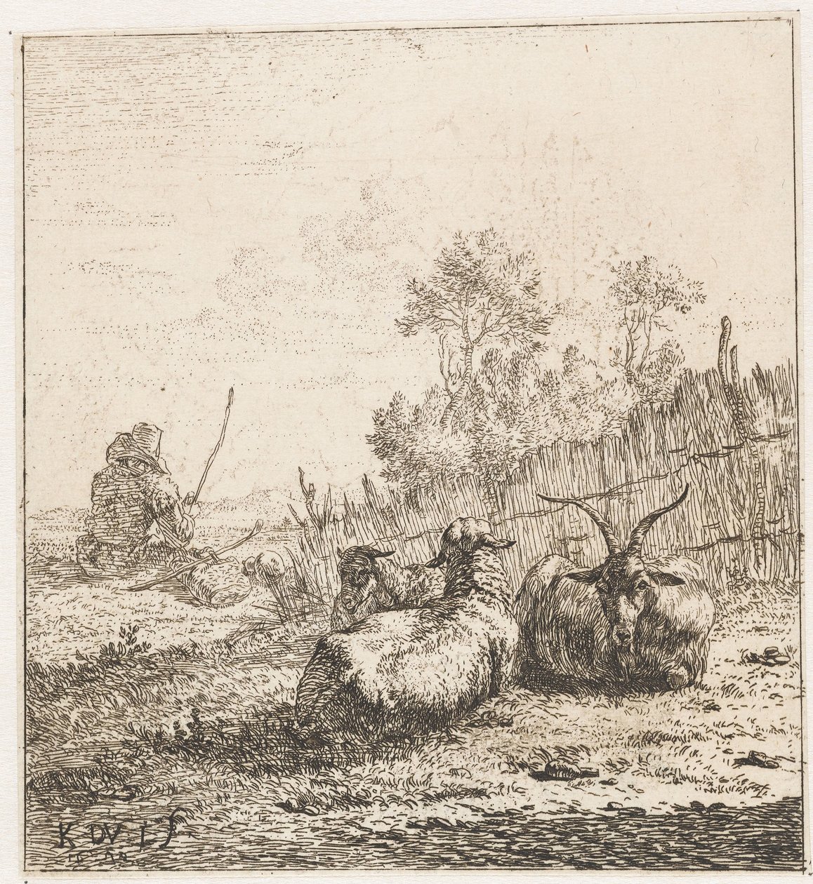 Goat and Two Sheep (Animals) by Karel Du Jardin
