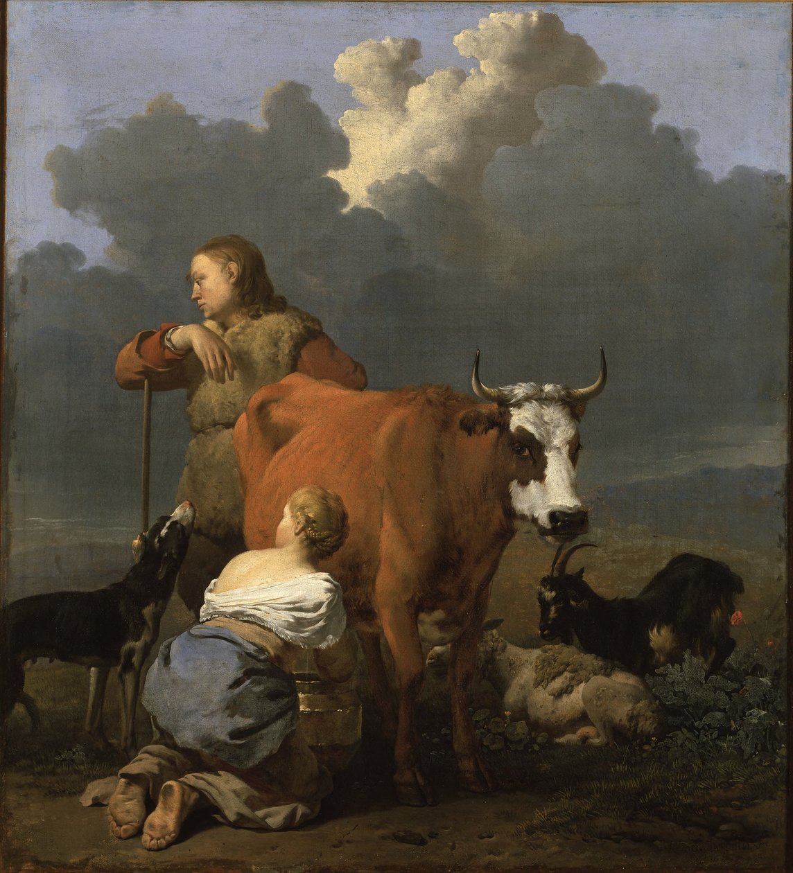 Peasant Girl Milking a Cow by Karel Dujardin