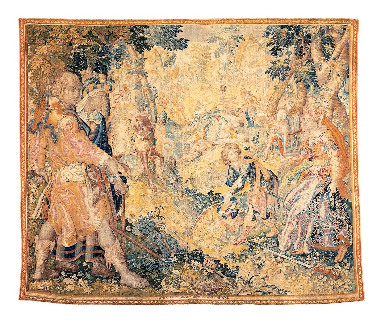 Delft Mythological Tapestry Depicting a Scene from Orlando Furioso, by Franciscus Spierinckx by Karel Van Mander
