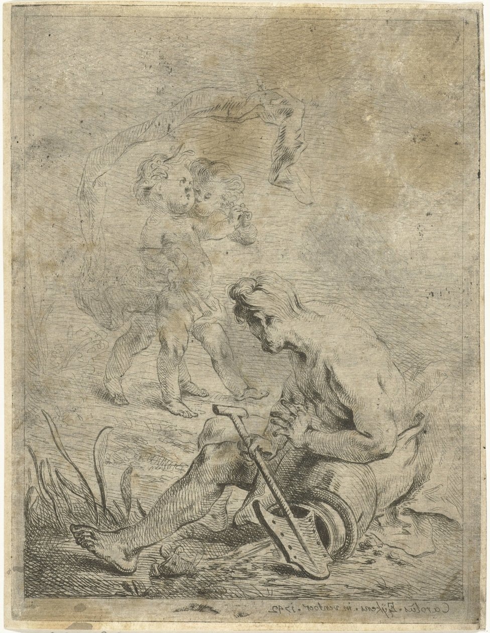 River God Watching Two Putti by Karel Ykens (II)