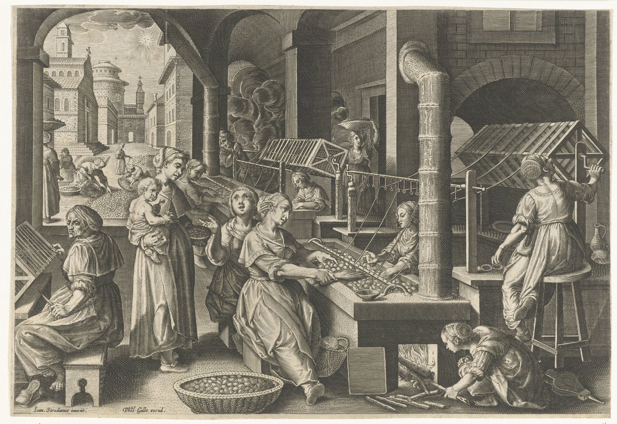 Spinning Silk (Introduction of the Silkworm and Silk Production in Europe) (Vermis Sericus) by Karel van Mallery