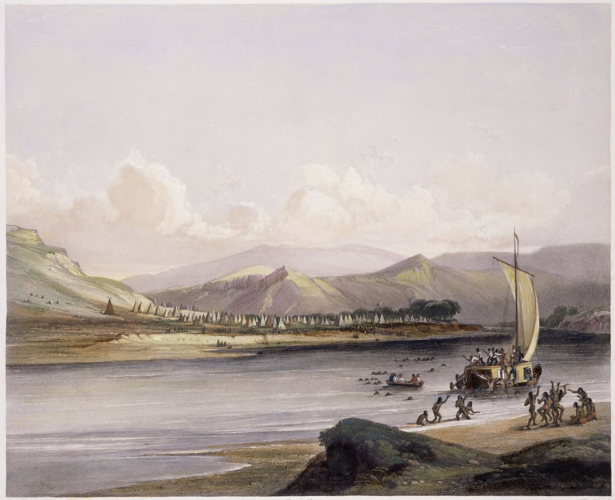 Camp of the Gros Ventres of the Prairies on the Upper Missouri, plate 38 from 