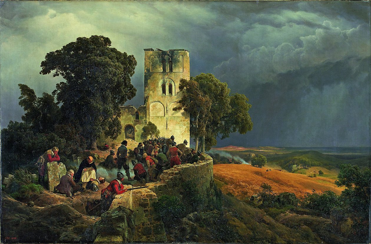 The Siege Defense of a Church Courtyard During the Thirty Years War by Carl Friedrich Lessing