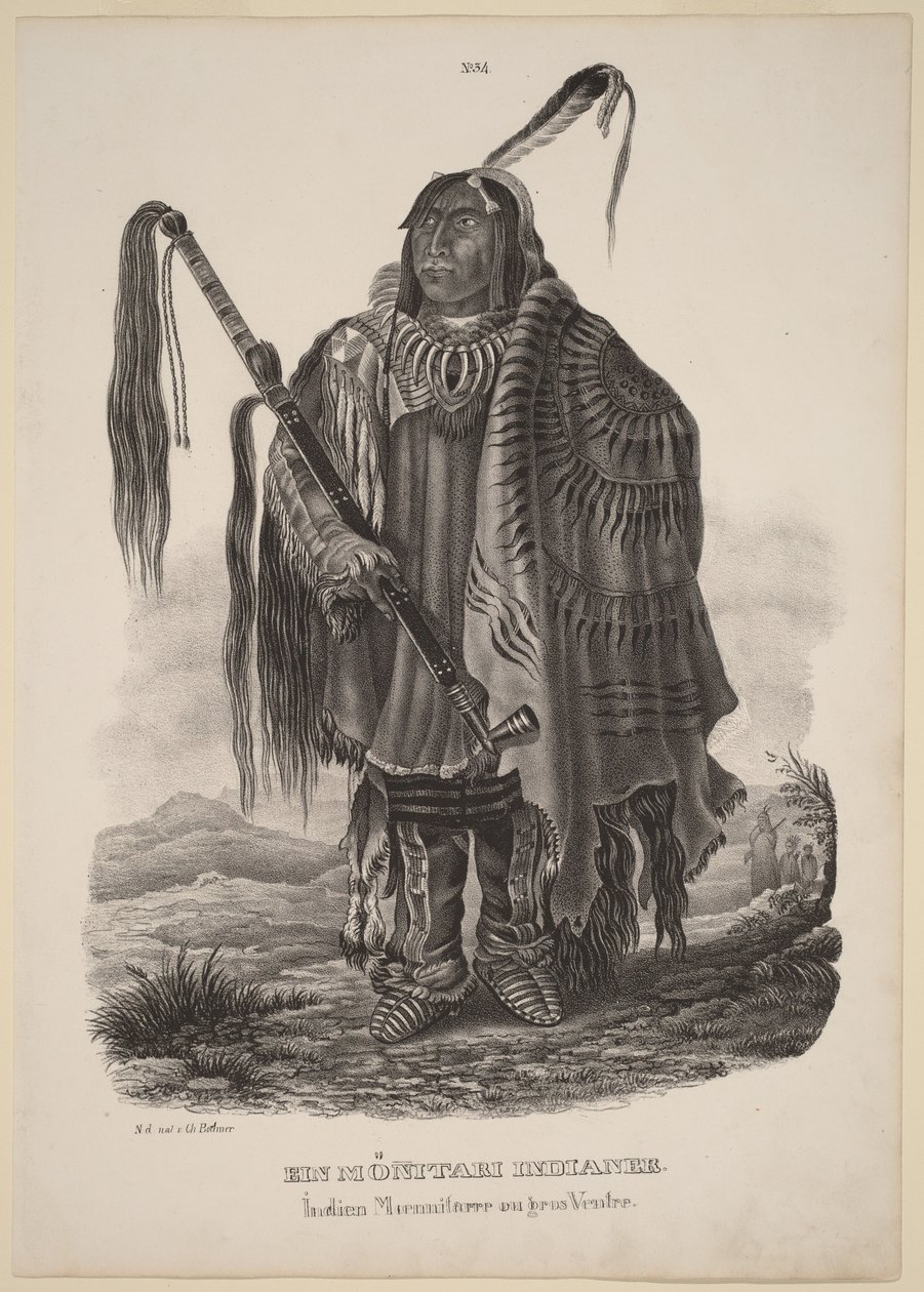 A Monitari Indian by Karl Bodmer