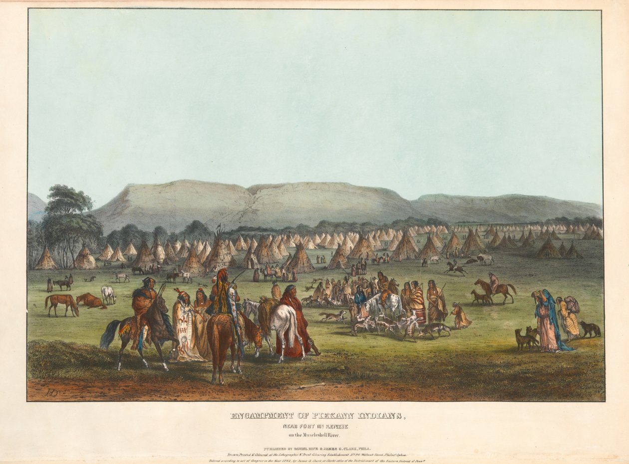 Encampment of Piekann Indians by Karl Bodmer