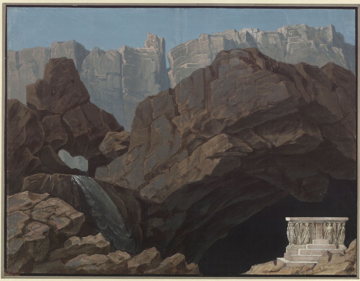 Alceste. Opera by Christoph Willibald Gluck. Design for the 4th Decoration. Entrance to the Underworld by Karl Friedrich Schinkel
