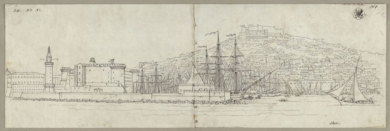 View of Naples with the Harbour, Castel Nuovo, the Lighthouse and Castel Sant