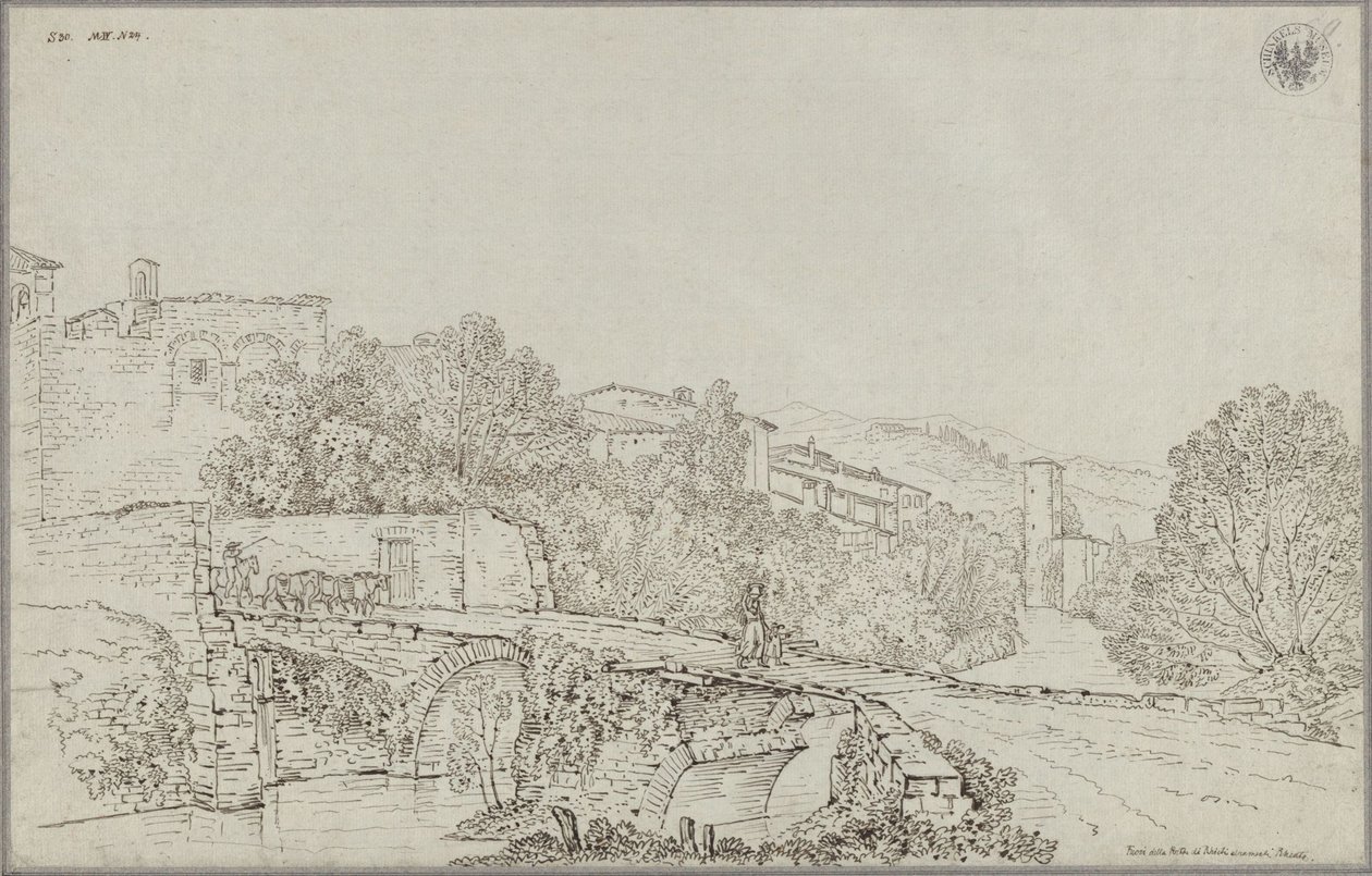 View of Rieti in the Apennines with the Bridge over the Velino by Karl Friedrich Schinkel