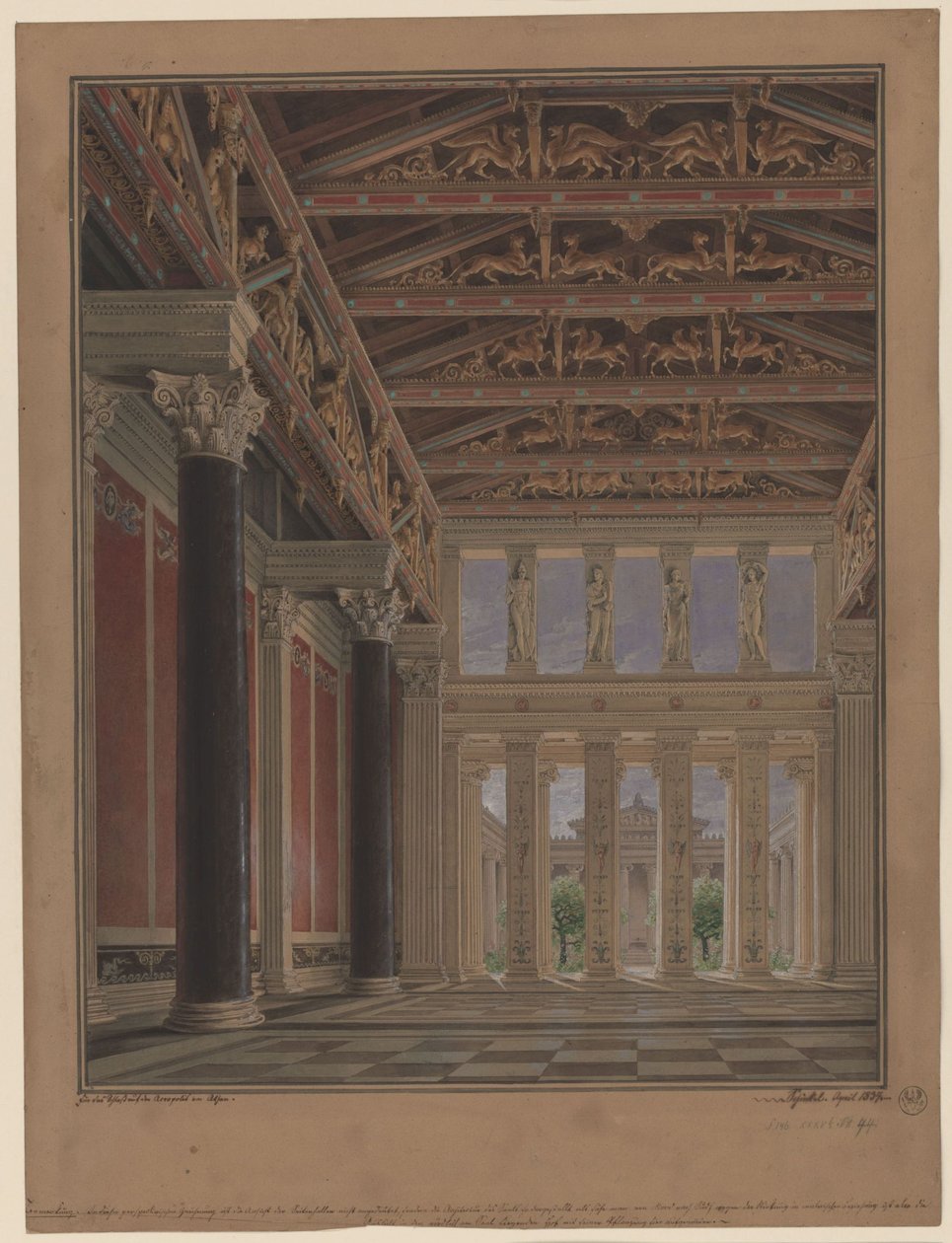 Athens, Acropolis. Palace of King Otto of Greece. Grand Hall by Karl Friedrich Schinkel