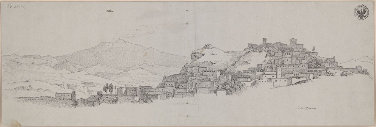 View from the Height of Castro Giovanni on Mount Etna / View of Enna with Mount Etna in the Background by Karl Friedrich Schinkel