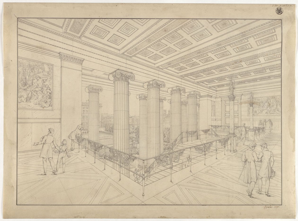 Berlin. Old Museum at Lustgarten. Interior View of the Main Staircase by Karl Friedrich Schinkel
