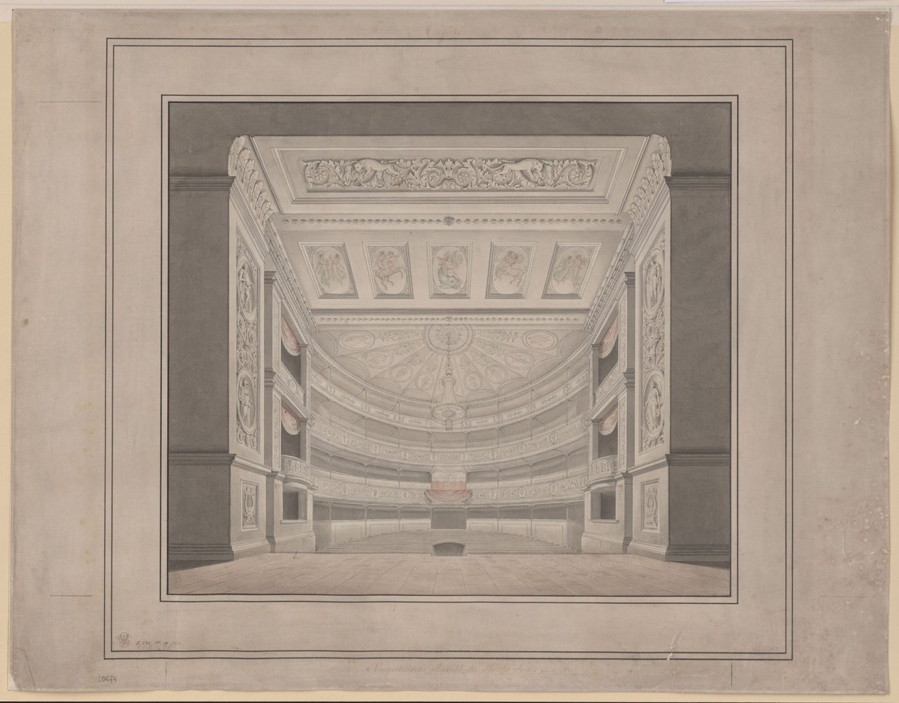 Berlin. Schauspielhaus on Gendarmenmarkt, auditorium by Karl Friedrich Schinkel