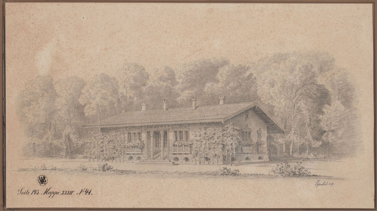 Berlin. Swiss House on Peacock Island. View by Karl Friedrich Schinkel